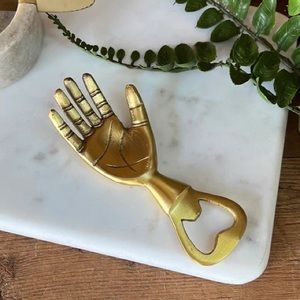 Brass hand bottle opener